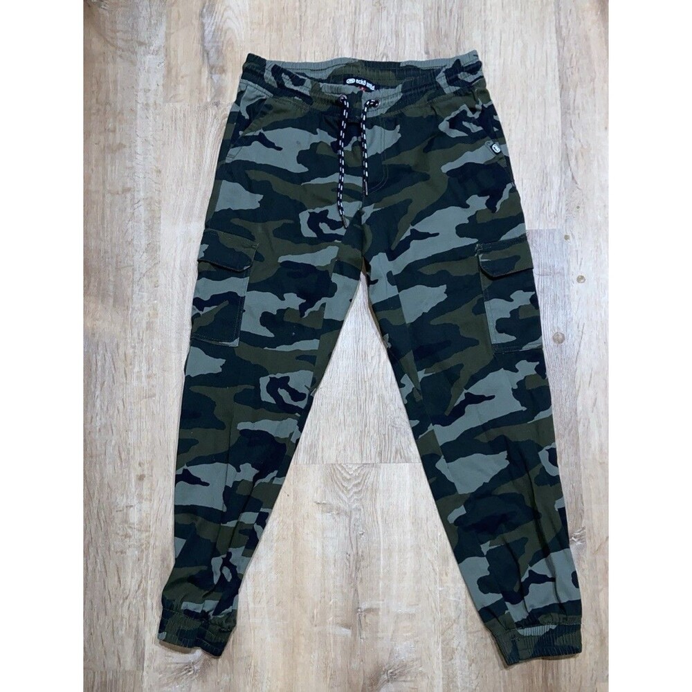 Ecko Unltd Y2K Jogger Pants Men Small Green Camo Stretch Cargo Front Pockets EUC